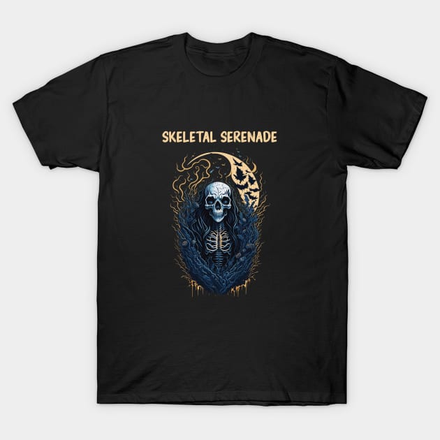 Halloween skeleton in moonlight T-Shirt by Patterns-Hub